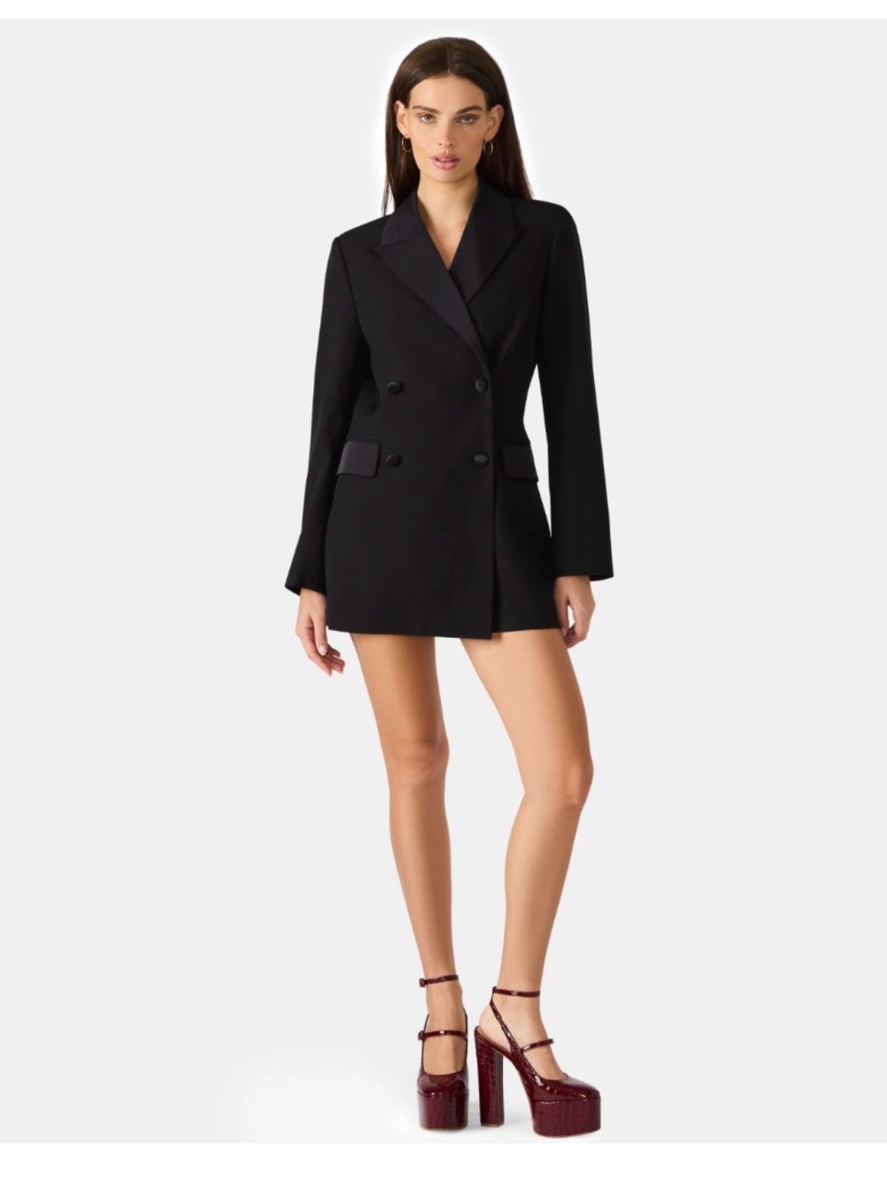Steve Madden Black Double-Breasted Blazer Romper